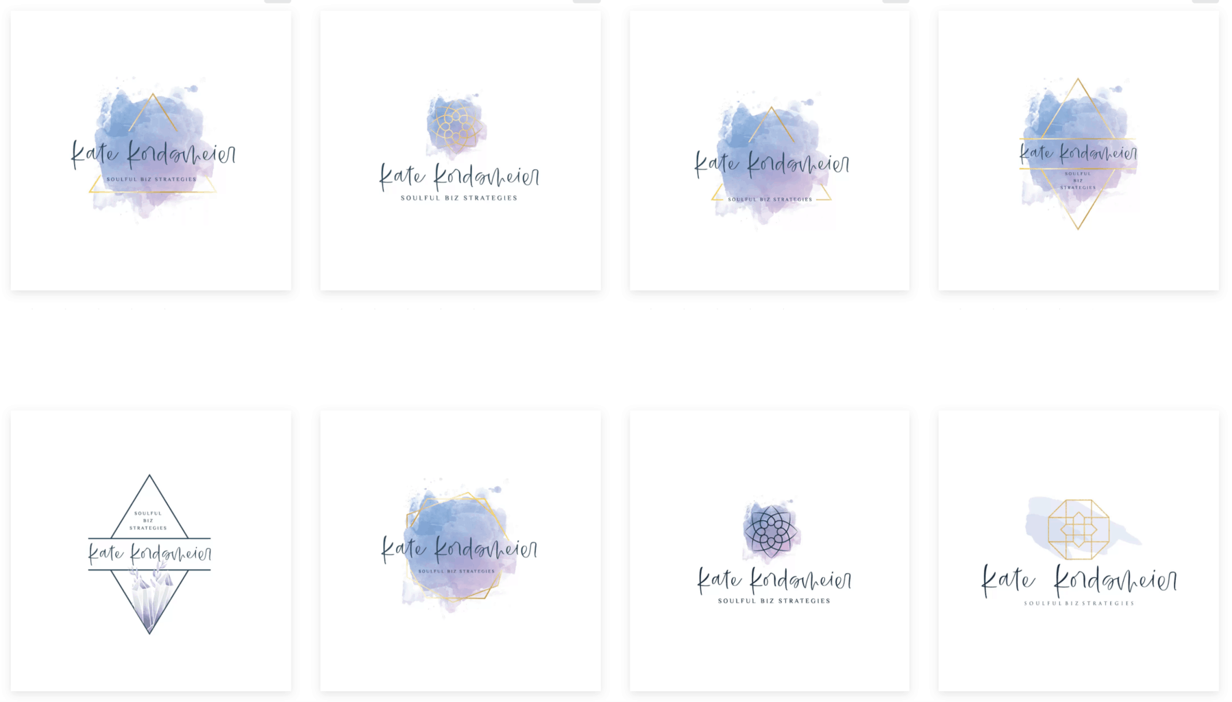 Screen shot from 99Designs of Kate's favorite logo choices 