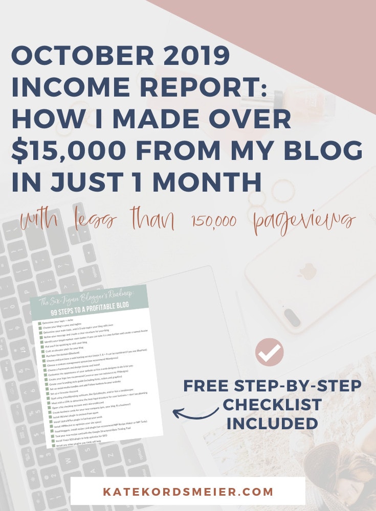 Can you truly make money blogging? In my Blog Income Report for October 2019, I'm sharing my online business strategy tips and ideas that helped me earn over $15,000 in just one month online. A combination of Adthrive display ads on WordPress, affiliate marketing (read: passive income!) and digital course sales helped me reach my goals of being a full-time blogger.